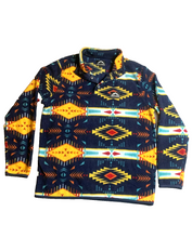 Load image into Gallery viewer, Massive Outdoor Sweater Adult Medium Blue Fleece Snaps Aztec Oversized Mens