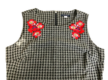 Load image into Gallery viewer, Tommy Hilfiger Dress Women 12 Medium Black Houndstooth Flower Tank Sheath Casual
