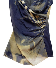 Load image into Gallery viewer, Elaua Kattau Shirt Womens Medium Navy Taupe Wrap Overlay Grunge USA Blouse Lady