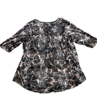 Load image into Gallery viewer, Catherines Shirt Womens 1XWP Black Velvet AOP Floral Boho Nylon Spandex Petite