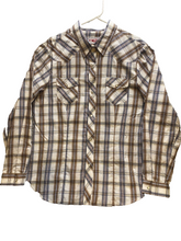 Load image into Gallery viewer, Roper Shirt Adult Extra Large Brown Blue Checkered Pearl Snap Western Cowboy Men