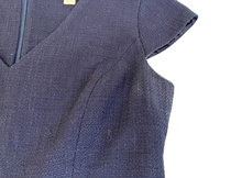 Load image into Gallery viewer, Karl Lagerfeld Dress Womens 8 Navy V-Neck Pearl Tweed Boho Lined Flared Paris