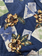 Load image into Gallery viewer, VTG County Seat Shirt Adult Medium Blue 100% Silk Button Up AOP Hawaiian Mens