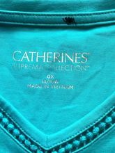 Load image into Gallery viewer, Catherines Shirt Womens 14/16W Teal Green Swiss Dot Suprema Collection Plus NWT