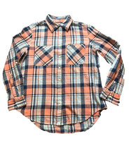 Load image into Gallery viewer, Lauren Ralph Lauren Shirt Womens Medium Peach Teal Button Up Flannel Plaid Lady
