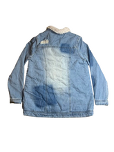 Load image into Gallery viewer, Dollhouse Jacket Adult Medium Blue Sherpa Lined Denim Button Up Collared Mens