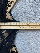 Load image into Gallery viewer, Iris Dress Womens Small Black Taupe Velvet Lace Peplum Slit Sheath Damask AOP