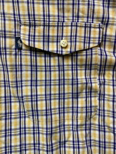 Load image into Gallery viewer, Ralph Lauren Shirt Adult Large Navy Yellow Plaid Creek Button Up Pocket Mens