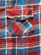 Load image into Gallery viewer, KUT From The Kloth Shirt Womens Medium Blue Red Flannel Plaid Snaps Stretch Lady