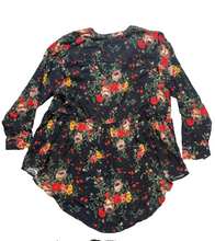 Load image into Gallery viewer, Torrid Shirt Womens 3 3X Black AOP Flower Tunic Boho Hippie Babydoll Blouse Plus