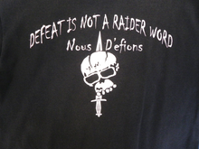 Load image into Gallery viewer, Vintage Raider Shirt Womens Small Defeat Is Not A Raider Word Skull Head Ladies