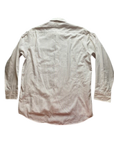 Load image into Gallery viewer, Halston Shirt Adult Large Lavender Tan Button Up Striped Hi Low Chest Pocket Men