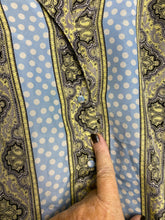 Load image into Gallery viewer, VTG CEO Shirt Womens 38 Light Blue Button Up Polkadots Paisley Hippie Boho 70s