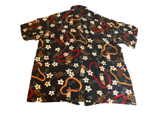 Load image into Gallery viewer, Island Moments Emme Shirt Adult Large Black Aloha Hawaiian Tiki Button Up Mens