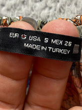 Load image into Gallery viewer, ZARA Shirt Womens Small Orange Blue AOP Flower Boho Hippie Ruffle Cropped Ladies