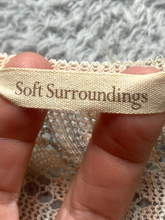 Load image into Gallery viewer, Soft Surroundings Sweater Womens Medium Peach Gray Open Knit Acrylic Nylon Lady