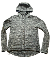 Load image into Gallery viewer, Mountain Hardwear Jacket Womens Small Gray Snaps Fleece Gorpcore Hiking Hoodie