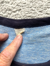 Load image into Gallery viewer, VTG Fairhaven Shirt Adult Small Blue Single Stitch Ringer Spell Out 80s Mens