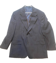 Load image into Gallery viewer, Palm Beach Sport Coat Mens 46 Black Pinstriped Pure Wool Single Breasted Suit