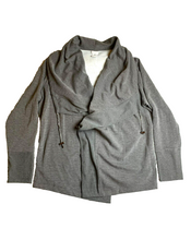 Load image into Gallery viewer, Zenergy by Chicos Sweater Womens 2 Gray Toggle Cardigan Spandex Asymmetric
