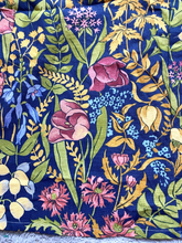 Load image into Gallery viewer, Dungaree Dress Womens 4X AOP Flower Garden Navy Overalls Bib Plus Ladies
