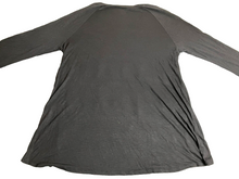 Load image into Gallery viewer, Chicos Shirt Womens 3 Gray Black Velvet Trim Tunic Lagenlook Plus MSRP $75 NWT