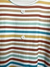 Load image into Gallery viewer, Marie Nicole Dress Womens 3XL XXXL Tan Blue Striped Tiered Lagenlook Maxi