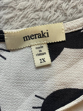 Load image into Gallery viewer, Meraki Shirt Womens XL Black White AOP Kitty Cat Spandex Stretch Keyhole Blouse