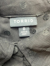 Load image into Gallery viewer, Torrid Shirt Womens 0 Large Black Velvet Polka-Dot Sheer Lined Button Up Blouse