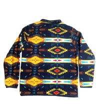 Load image into Gallery viewer, Massive Outdoor Sweater Adult Medium Blue Fleece Snaps Aztec Oversized Mens