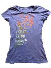 Load image into Gallery viewer, Blue 84 Shirt Womens Small Slate Blue Kauai Hawaii Big Island Gear Flower Ladies