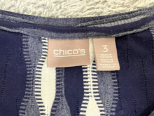 Load image into Gallery viewer, Chicos Shirt Womens 3 Extra Large Navy Blue White Textured Tank Oversized Blouse