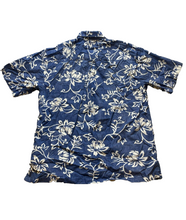 Load image into Gallery viewer, Cooke Street Shirt Adult Large Blue White AOP Flower Honolulu Hawaiian Aloha Men