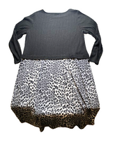 Load image into Gallery viewer, Susan Graver Dress Womens Extra Large Black Gray Leopard Sweater Rib Knit Ladies