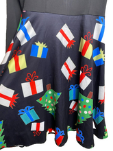 Load image into Gallery viewer, Ugly Christmas Dress Womens Medium Black A-Line Flared Holiday Fit Flare Midi