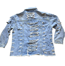 Load image into Gallery viewer, THRILL Jeans Jacket Womens 3X Blue Distressed Denim Destroyed Ripped Plus Ladies