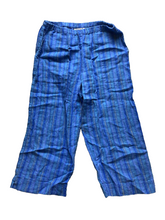 Load image into Gallery viewer, Vintage Chicos Design Pants Womens 1 (32x20.5) Blue 100% Linen Wide Leg Cropped