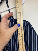 Load image into Gallery viewer, Dress Forum Jumpsuit Womens Small Navy White Stripes Wide Leg Romper Pants NWT