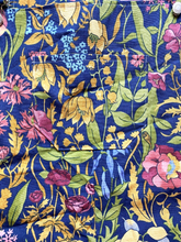 Load image into Gallery viewer, Dungaree Dress Womens 4X AOP Flower Garden Navy Overalls Bib Plus Ladies