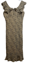 Load image into Gallery viewer, Expressions Dress Womens 12 Floral Shift Tan Brown Vintage Y2K Ruffles Ladies