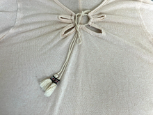 Load image into Gallery viewer, Anthropologie Altar’d State Shirt Womens Medium Beige Tassel Oversized Lagenlook