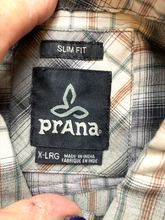 Load image into Gallery viewer, Prana Shirt Adult Extra Large Gray Plaid Slim Fit Organic Button Up Casual Mens