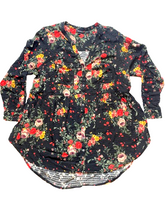 Load image into Gallery viewer, Torrid Shirt Womens 3 3X Black AOP Flower Tunic Boho Hippie Babydoll Blouse Plus