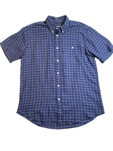 Load image into Gallery viewer, Orvis Shirt Adult Large Navy Blue Windowpane Button Up Casual Pocket Mens