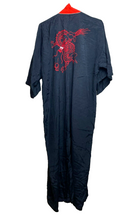 Load image into Gallery viewer, Vintage Plum Blossom Kimono Adult Medium Black Chinese Dragon 47" Long Robe Mens