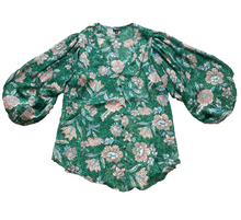 Load image into Gallery viewer, Torrid Shirt Womens 00 Green AOP Flower Hippie Peasant Boho Button Up Plus Lady