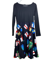 Load image into Gallery viewer, Ugly Christmas Dress Womens Medium Black A-Line Flared Holiday Fit Flare Midi