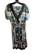 Load image into Gallery viewer, Mlle Gabrielle Dress Womens Small Wrap Neckline Floral Paisley Casual Ladies