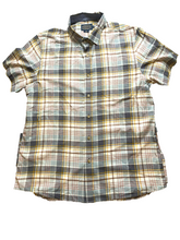 Load image into Gallery viewer, Pendleton Shirt Adult Large Gray Gold Plaid Woolen Mills Button Up Casual Mens