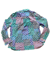 Load image into Gallery viewer, Talbots Shirt Womens Large Petites Colorful Patchwork Flower Button Up Ladies